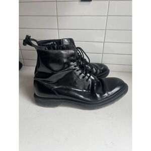 Dr Martens Mono Black 6 Eye Cap Toe Boots Mens 11 Y2K Side Zip Leather Combat